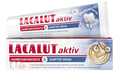 LACALUT AKTIV ZAHNFLEISCHSCHUTZ & SANFTES Weiß ZAHNCREME, 75ml Zahnpasta, sofort spürbare Straffung und Festigung des Zahnfleischs, Zahncreme für natürlich weiße Zähne, 1 x 75ml