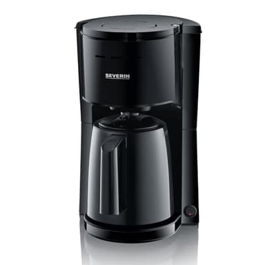 SEVERIN Filterkaffeemaschine mit Thermokanne, Kaffeemaschine für bis zu 8 Tassen, ansprechende Filtermaschine mit Isolierkanne, schwarz, 1 Liter, KA 9306
