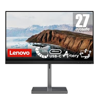 Lenovo L27m-30 | 27" Full HD Monitor | 1920x1080 | 75Hz | 250 nits | 4ms Reaktionszeit | HDMI | VGA | AMD FreeSync | integr. Kamera & Lautsprecher | höhenverstellbar | schwarz