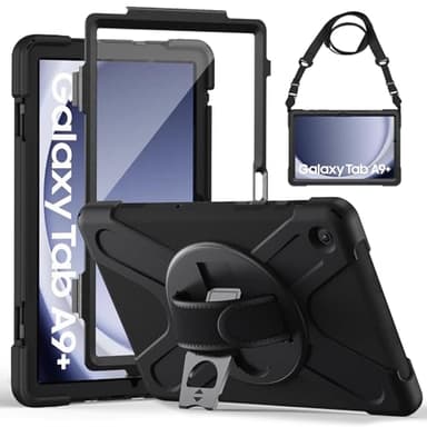 Gerutek Hülle für Samsung Galaxy Tab A9+/ A9 Plus 11 Zoll 2023(SM-X210/X216/X218), Stoßfeste Schutzhülle mit Displayschutzfolie, Drehbarer Ständer,Handschlaufe, Schultergurt, Panzerhülle für Tab A9+