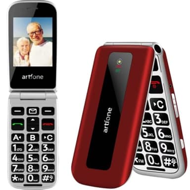 artfone F20 Seniorenhandy Klapphandy Ohne Vertrag丨2G GSM Handy für Senioren丨Dual SIM Großtasten Mobiltelefon丨2,4 Zoll Farbdisplay丨SOS Notruftaste丨FM Radio丨Sprachansage丨Kurzwahl丨1300mAh Akku - Rot