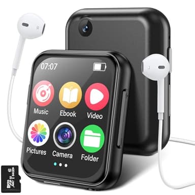64GB MP3 Player Bluetooth 5.4 mit Kamera, Mini-Design HiFi-Sound Tragbarer Walkman Musik-Player mit Lautsprecher FM-Radio e-Book usw Ideal für Sport MP3-Player (A30)