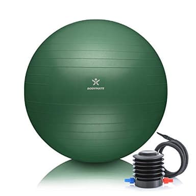 BODYMATE Gymnastikball Sitzball Trainingsball mit GRATIS E-Book inkl. Luft-Pumpe, Ball für Fitness, Yoga, Gymnastik, Core Training, für starken Rücken als Büro-Stuhl Midnight-Green 65cm