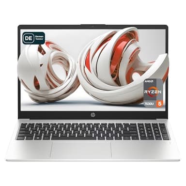 HP 255 G10 Business Laptop, AMD Ryzen 5 7530U, 32 GB DDR4 RAM, 1 TB PCIe SSD, 15.6" IPS FHD Display, AMD Radeon Graphics, QWERTZ Tastatur, Windows 11 Pro, Silber