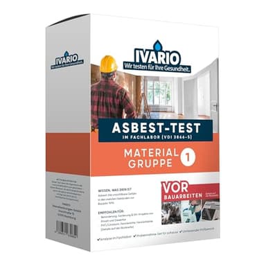 IVARIO Asbest-Test für Dämmplatten, Eternit, Linoleum, Fensterkitt, Zement, PVC, Dichtungen, Baufatherm, Bitumenkleber, Cushion-Vinyl uvm.