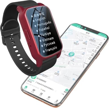 X&Z-XAOY Sturzerkennungsuhr Für Senioren Fitness-Tracker-Uhr Mit SOS-Notruf, GPS, IP67 Wasserdicht HD-Videoanruf Sturzerkennungsuhr Für Ältere Menschen(Red)