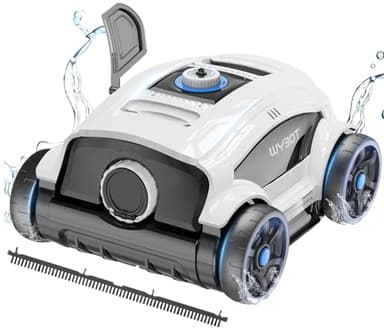 WYBOT WY1103 Poolroboter, Poolsauger Kabellos mit Akku, 120 Min. Laufzeit, für Aufstellpools bis 120 m², Doppelmotoren, Große Bürste&Saugöffnungen, Verstellbare Düse(Weißschwarz A)