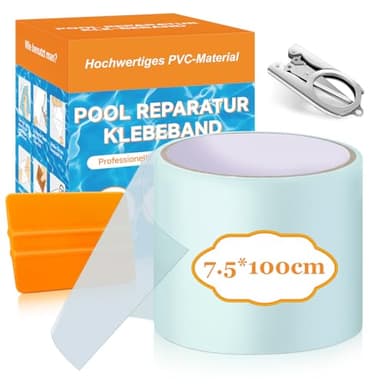 Hymarvo Pool Reparaturset Unterwasser,7.5x100cm Pool Flicken Selbstklebend Set,PVC Pool Flickzeug Klebeband Wasserdichtes,Unterwasserkleber Flex Tape für Pool,Poolfolie,Schlauchboot,Luftmatratze
