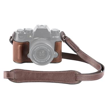 SMALLRIG X-T50 Half Leather Case Kit with Shoulder Strap, Halbledertasche für Kamera im Retro-Stil aus Leder mit Rahmen aus Aluminiumlegierung für FUJIFILM X-T50, (Braun) - 4710