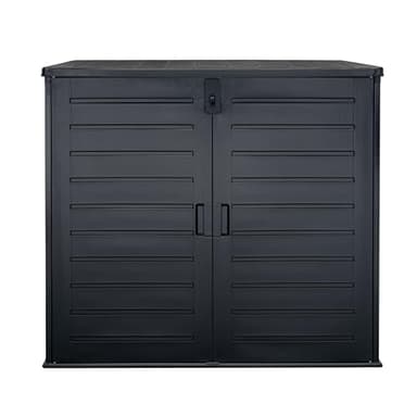 Koll Living Mülltonnenbox Tilia 1170 Liter für 2X 240 Liter Mülltonnen – abschließbare Universalbox in Holzoptik, wetterfest & UV-beständig, aus Kunststoff, Schwarz