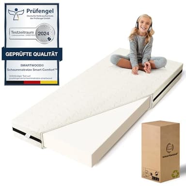 smartwood Kindermatratze 140x200 14cm Matratze für Kinder - H2 Schaumstoffmatratze Oeko-TEX-Zertifiziert - Wendbar - mit Waschbarem Antiallergischem Bezug – SmartComfort | Made in EU