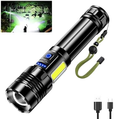 Glarylight Taschenlampe LED Aufladbar,500000 Lumen Extrem Hell Starke Taschenlampen USB Mit COB Arbeitsleuchte und Lange Betriebsdauer Mit 9 Modi & Wasserdicht,Zoombar,Flashlight FüR Outdoor Camping