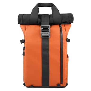 Besnfoto Kamerarucksack Wasserdicht Fototasche Rolltop für DSLR SLR Spiegellose Kamera mit Laptopfach, Orange/Abendrot im Zickzackmuster (Sunset Chevron), Kamerarucksack Roll-Top