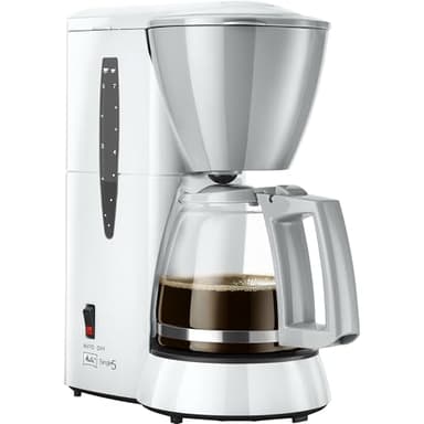 Melitta Single5 - kleine Filterkaffeemaschine - mit Glaskanne - Tropfstopp - 5 Tassen - Weiß (M720WH)