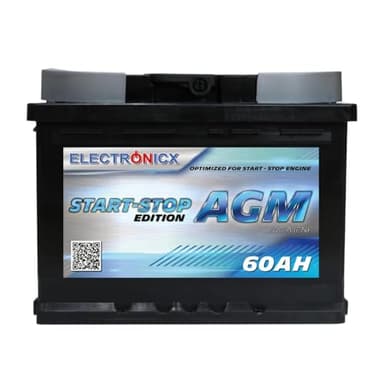 Electronicx Agm Autobatterie 60ah 12v - Wartungsfreie, Auslaufsichere Starterbatterie Für Start-stopp Fahrzeuge - Schnellladefähig Und Langlebig - 12v Agm Batterie Für Autos Und Transporter