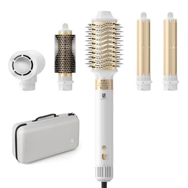 [5 in 1] Air Styler & Föhnbürste, [110.000 RPM] Hochtouriger negative Ionen Haartrockner schnell trocknend, Warmluftbürste Set mit Auto-Air Locken, Volumizer, Rundbürstenföhn, Glätteisen