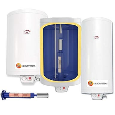 Elektro Warmwasserspeicher Boiler mit verschleißfreiem Keramikheizstab, wandhängender Boiler in der Größe 80 L Liter 2,0 kW 230 Volt niedrige Ausführung
