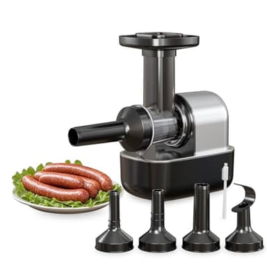 Keerain Wurstfüller Elektrischer, Für Fleisch und Wurst - Küchenmaschine, Fleischwolf mit Fleischbällchen-Zubehör und 3 Wurstaufsätzen Meat Grinders