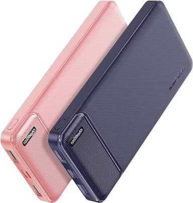 AsperX Power Bank 2 Stück, Powerbank 10000mAh (USB-C-Eingang und -Ausgang) Slim klein Aber stark Externer Handyakkus, kompatibel mit iPhone 14 13 12 11 Pro Max, Samsung, iPad, Huawei, AirPods, Switch