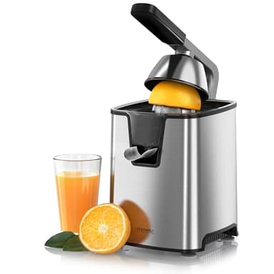 Arendo - elektrische Saftpresse 1000 Watt - Edelstahl Zitruspresse Orangenpresse Entsafter - Hochleistungsmotor - sehr hohe Ergiebigkeit - Edelstahlkegel - BPA frei - Spülmaschinen geeignet