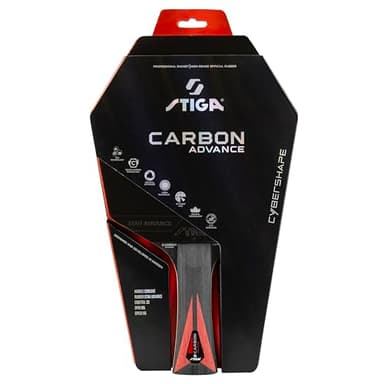 Tischtennisschläger STIGA Carbon Advance Cybershape – Holz mit 5+2 Schichten, Davon 5 Holz- und 2 Carbonfaserschichten, großer, optimierter Sweetspot und Star Advance Belag – für echte Profis