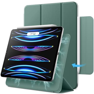 JETech Hülle für iPad Pro 11 Zoll (2022/2021/2020/2018 Modelle), iPad Air 5/4 10,9 Zoll, Stützen für Pencil 2. Gen Aufladung, Magnetische Befestigung, Auto Schlafen/Wachen (Neblig Grün)