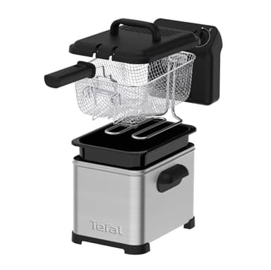 Tefal Family Pro Access 4,0L Fritteuse, 3000 Watt, semiprofessionell mit Öl, herausnehmbarer Ölbehälter, Kühlzonen-Technologie, leichte Reinigung, knusprige Pommes, Edelstahl, schwarz, FR5030