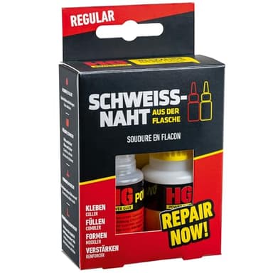 HG POWER GLUE Die Schweißnaht aus der Flasche 2k Sekundenkleber extra stark Starker Profi Reparatur Kleber Industriekleber für Kunststoff Gummi Stein Keramik (1x20g + 1x40g)