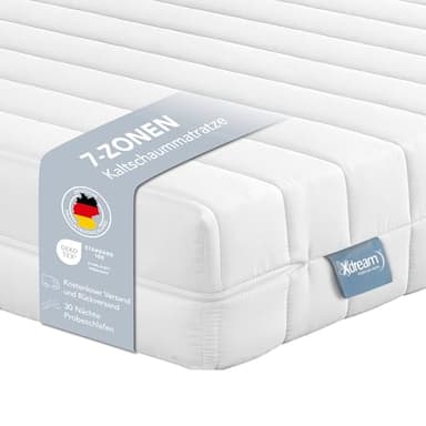 XDREAM Pure 7-Zonen Matratze 180x200cm | Ergonomische Kaltschaummatratze | Öko-TEX® | Härtegrad H4 (H4) I Hypoallergen & Antibakteriell | 11 cm hoch 180 x 200 cm