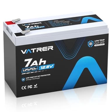 VATRER POWER 12V 7AH LiFePO4 Akku 5000+ Zyklen Wiederaufladbarer Lithium Batterie mit 7A BMS Deep Cycle Lithium-Akku Perfekt für Solarstromanlagen, Kinderroller, Fischfinder
