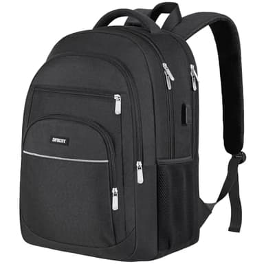 Groß Rucksack Herren, Laptop Rucksack Wasserdicht 17,3 Zoll Schulrucksack Laptoptasche mit USB Ladeanschluss Anti Diebstahl Business Arbeit Reisen Rucksack für Teenager Jungen herren (Schwarz)