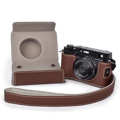 VOVMOEYA X100VI Tasche, Kamera Halbtasche für Fuji X-100VI, PU-Leder Kameratasche kompatibel mit X100VI Digitalkamera mit Kameragurt für X100VI Hülle - Braun