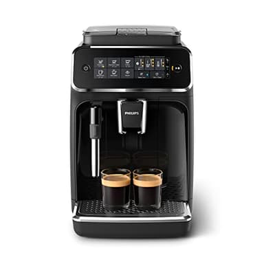 Philips Series 3200 Kaffeevollautomat – Klassischer Milchaufschäumer, 4 Kaffeespezialitäten, Intuitives Touchdisplay, Glänzendes Schwarz (EP3221/40)