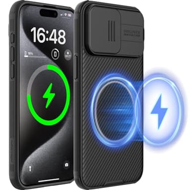 Nillkin CamShield Pro für iPhone 15 Pro Hülle für MagSafe mit Kameraschutz Schild [Schutz in Militärqualität] Stoßfest Rundumschutz Schutzhülle Cover Handyhülle iPhone 15 Pro Case Schwarz