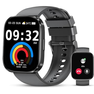 Vtkp Smartwatch Herren Damen,2025 Neue 2.1" HD Touchscreen Fitnessuhr mit Telefonfunktion,110+ Sportmodi IP68 Wasserdicht Sportuhr mit Herzfrequenz Schlafmonitor Schrittzähler-Schwarz