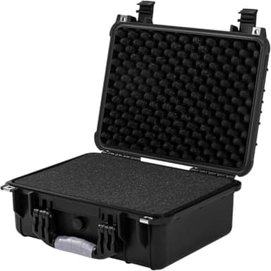 Electronicx Hartschalen-Kamerakoffer mit Schaumstoff - Stoßfest, IP55 Wasserdicht & Verschließbar - Für DSLR, Objektive, Drohnen, Werkzeug & Waffen (41 x 32 x 17.5cm, Schwarz)