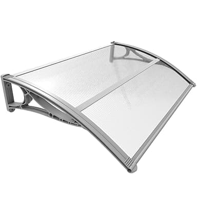 VOUNOT Vordach für Haustür 120 x 80 cm, Überdachung Haustür aus Aluminium und Polycarbonat, Transparentes Pultbogenvordach, Pultvordach