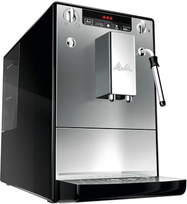 Melitta Solo & Milk - schlanker Kaffeevollautomat mit Milchaufschäumer, Kaffeemaschine mit abnehmbarem Wassertank, für z. B. Kaffee oder Cappuccino, silber