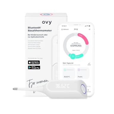 Ovy® Bluetooth Basalthermometer mit EU-zertifizierter Ovy App zur hormonfreien Verhütung und bei Kinderwunsch