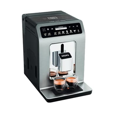 Krups Evidence Plus Kaffeevollautomat mit Milchschlauch, 19 Getränke, 2-Tassen-Funktion, Farbdisplay, Kaffeemaschine, TÜV-Siegel, Silber, EA894T10, Titanium-metallic