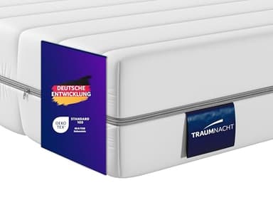 Traumnacht Basis orthopädische 7-Zonen Kaltschaummatratze für alle Schlaftypen, Härtegrad H3 (mittelfest), 90 x 200 cm, weiß, Öko-Tex zertifiziert, produziert nach deutschem Qualitätsstandard