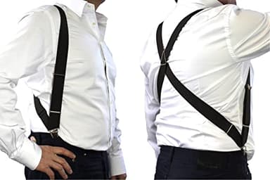 Maximex Biclip Hosenträger Schwarz, Praktischer für uneingeschränkte Bewegungsfreiheit, Unsichtbar unter Jacketts & Westen, Ideal Personen mit eingeschränkter Mobilität, 2 Clips, 3,5x77 cm