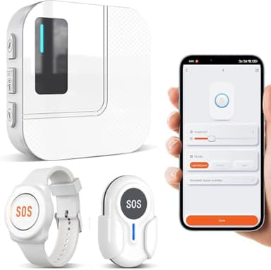 DAYTECH Notrufknopf für Senioren auf Handy, WiFi Tuya Smart Senioren Notfallknopf Alert System, Hausnotruf für ältere Patienten Behinderte,Kinder SOS Notruf(1Empfänger+1Notruf Armband+1Tasten)