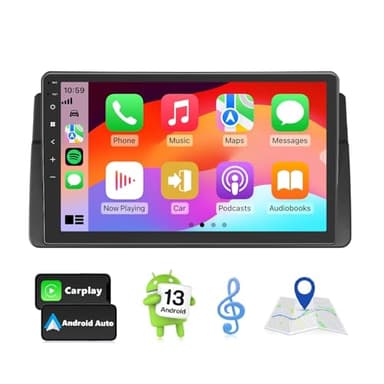 Eonon 9 Zoll Android 13 2+32 GB Autoradio kompatibel mit BMW E46 CarPlay Android Auto MirrorLink GPS Sat Nav OTA Bluetooth WiFi USB RCA Ausgang Unterstützung OBDII DAB+ Rückfahrkamera Headunit E46A13