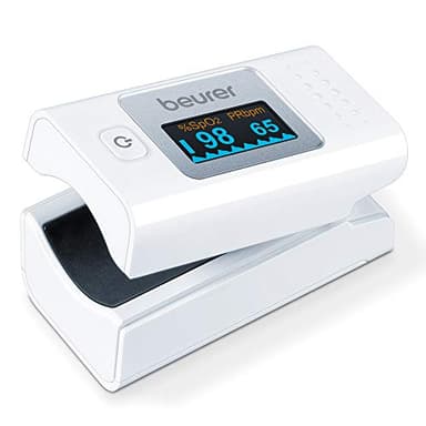 Beurer PO 35 Pulsoximeter, Messung von Sauerstoffsättigung (SpO₂) und Herzfrequenz (Puls), schmerzfreie Anwendung, leicht ablesbares Farbdisplay, Darstellung der Herzfrequenz