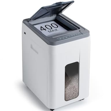 Trisruvian Aktenvernichter Automatischer Einzug Professionell: P5 Mikroschnitt 400 Blatt Profi Schredder für Papier Kreditkarten - 2x12mm Büro Haushalt Zuhause Großraumbüro Gewerblich Schulen