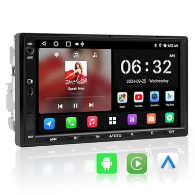 ATOTOZONE A5L Android Doppel Din Radio, Autoradio mit Navi 7 Zoll Digital Media-Receiver, Wireless CarPlay & Android Auto, WiFi/Bluetooth/USB Tethering, 2G+32G, MirrorLink, 24-B EQ DSP, FM/RDS/SWC