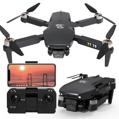 TT19 Mini Drohne mit Kamera 180° Hindernisvermeidung 40KM/H Maximale Geschwindigkeit RC FPV Drohnen für Anfänger Erwachsene Bürstenloser Motor Drone Adjustable Camera 1080p Faltbar Quadcopter