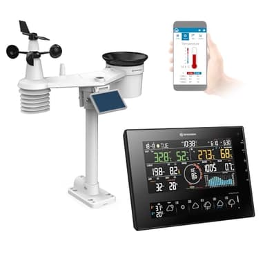 Bresser 11-Tage 4Cast CV WLAN Wetterstation 7-in-1 Solar, detaillierte Wettervorhersage, ProWeatherLive-App, Innen- und Außentemperatur, schwarz