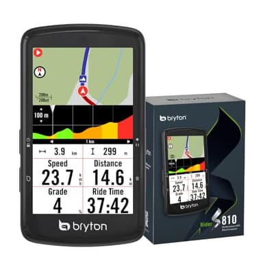 Bryton Rider S810 GPS-Fahrradcomputer mit 3,5" Farb-Touchscreen, 50 Stunden Akkulaufzeit, Offline-Europakarte, Navigation mit Abbiegehinweisen, wasserdicht, ANT+/BLE-Konnektivität